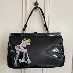 Vintage Patent Leather Pin Up Girl Purse